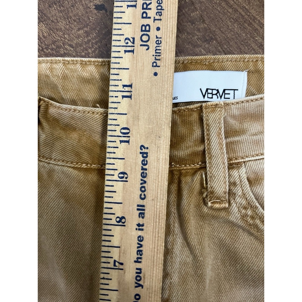 VERVET Kiss Of California Jeans Womens 24 Tan 90s Crop Flare Distressed - Picture 7 of 8